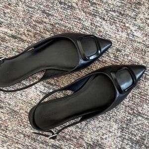 Nordstrom Black Pointed Slingback Flats